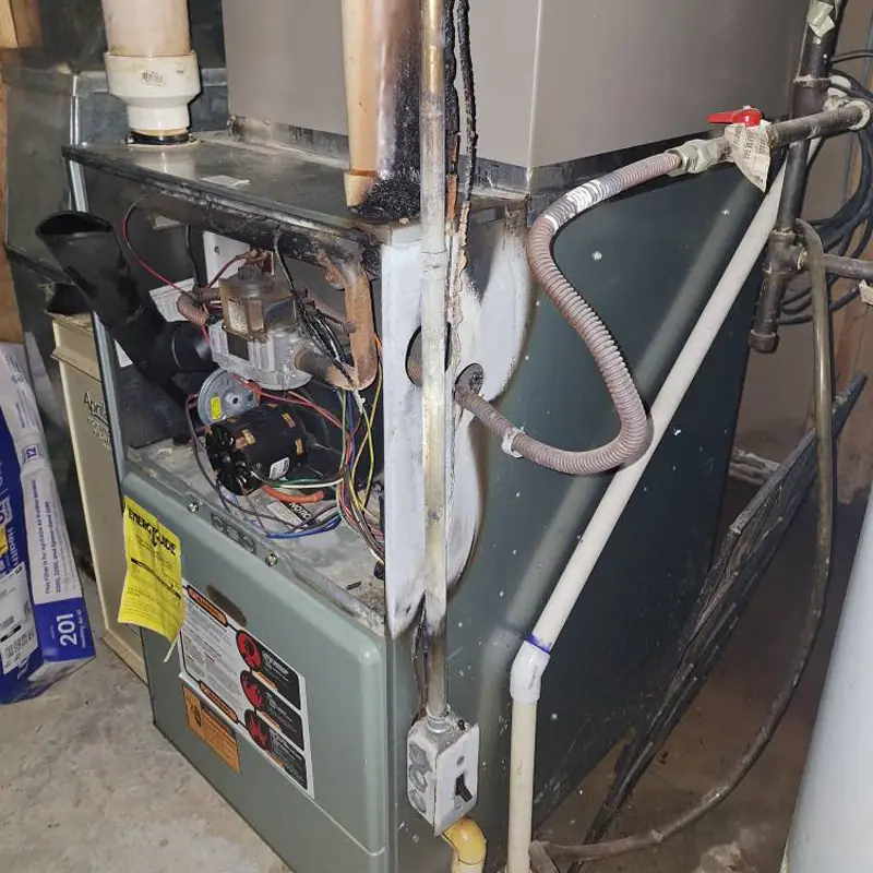 Existing furnace cabinet before replacement