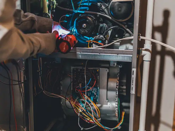 Capital City technician servicing a furnace