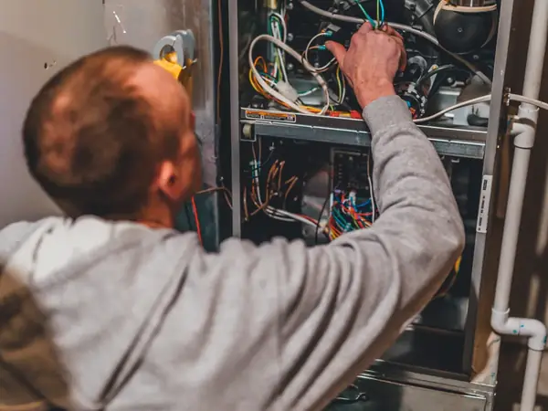 Capital City technician checking an indoor HVAC unit